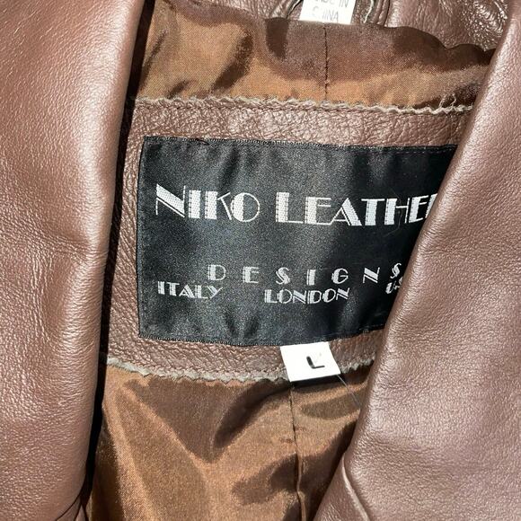 Niko Leather Men's Brown Jacket Coat Size Large Italy London - Picture 3 of 4